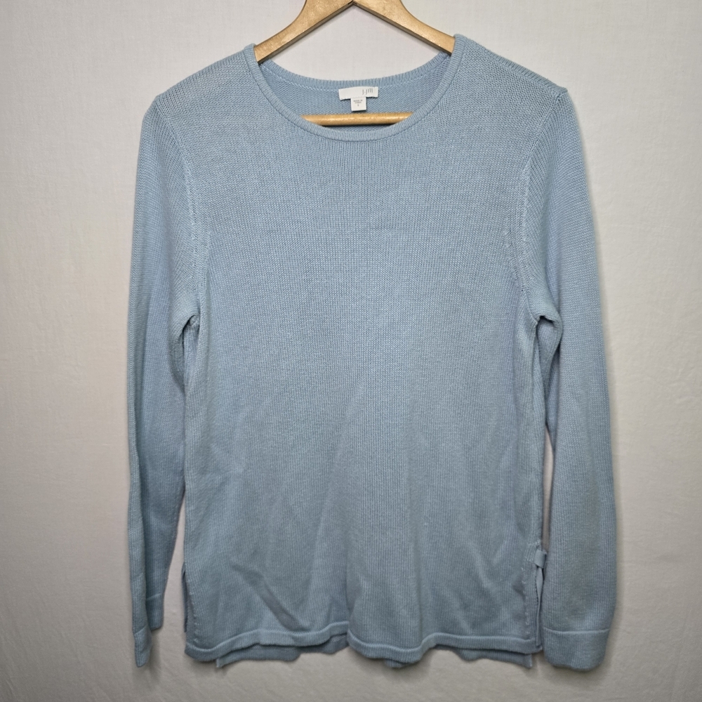 J. Jill Women’s Pullover Sweater Size Small Light Blue Side Tie Cozy Knit